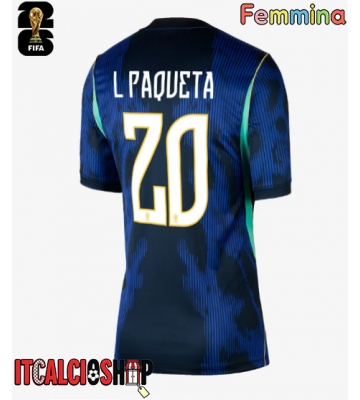 Brasile Lucas Paqueta #20 Seconda Maglia Femmina Mondiali 2026 Manica Corta